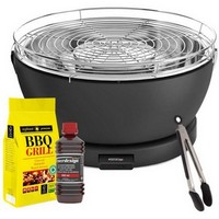 photo vesuvio grill anthracite - kit with ignition gel + charcoal 3 kg + tongs 1